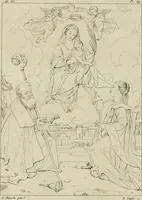 Picture 50 of 69 from Annales du musée et de l'école moderne des beaux-arts : recueil de gravures au trait, d'après les principaux ouvrages de peinture, sculpture, ou projets d'architecture, qui, chaque année, ont remporté le prix, soit aux écoles spéciales, soit aux concours nationaux : les productions des artistes en tous genres, qui, aux différentes expositions, ont été citées avec éloges : les morceaux les plus estimés ou inédits de la galerie de peinture : la suite complète de celle des antiques : édifices anciens et modernes, etc. (1800), leaf 185