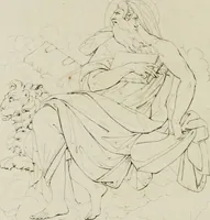 An illustration from Annales du musée et de l'école moderne des beaux-arts : recueil de gravures au trait, d'après les principaux ouvrages de peinture, sculpture, ou projets d'architecture, qui, chaque année, ont remporté le prix, soit aux écoles spéciales, soit aux concours nationaux : les productions des artistes en tous genres, qui, aux différentes expositions, ont été citées avec éloges : les morceaux les plus estimés ou inédits de la galerie de peinture : la suite complète de celle des antiques : édifices anciens et modernes, etc. (1800)