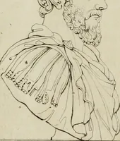 An illustration from Annales du musée et de l'école moderne des beaux-arts : recueil de gravures au trait, d'après les principaux ouvrages de peinture, sculpture, ou projets d'architecture, qui, chaque année, ont remporté le prix, soit aux écoles spéciales, soit aux concours nationaux : les productions des artistes en tous genres, qui, aux différentes expositions, ont été citées avec éloges : les morceaux les plus estimés ou inédits de la galerie de peinture : la suite complète de celle des antiques : édifices anciens et modernes, etc. (1800)