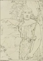 An illustration from Annales du musée et de l'école moderne des beaux-arts : recueil de gravures au trait, d'après les principaux ouvrages de peinture, sculpture, ou projets d'architecture, qui, chaque année, ont remporté le prix, soit aux écoles spéciales, soit aux concours nationaux : les productions des artistes en tous genres, qui, aux différentes expositions, ont été citées avec éloges : les morceaux les plus estimés ou inédits de la galerie de peinture : la suite complète de celle des antiques : édifices anciens et modernes, etc. (1800)