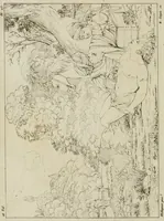 An illustration from Annales du musée et de l'école moderne des beaux-arts : recueil de gravures au trait, d'après les principaux ouvrages de peinture, sculpture, ou projets d'architecture, qui, chaque année, ont remporté le prix, soit aux écoles spéciales, soit aux concours nationaux : les productions des artistes en tous genres, qui, aux différentes expositions, ont été citées avec éloges : les morceaux les plus estimés ou inédits de la galerie de peinture : la suite complète de celle des antiques : édifices anciens et modernes, etc. (1800)