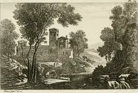 An illustration from Annales du musée et de l'école moderne des beaux-arts : recueil de gravures au trait, d'après les principaux ouvrages de peinture, sculpture, ou projets d'architecture, qui, chaque année, ont remporté le prix, soit aux écoles spéciales, soit aux concours nationaux : les productions des artistes en tous genres, qui, aux différentes expositions, ont été citées avec éloges : les morceaux les plus estimés ou inédits de la galerie de peinture : la suite complète de celle des antiques : édifices anciens et modernes, etc. (1800)
