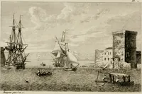 An illustration from Annales du musée et de l'école moderne des beaux-arts : recueil de gravures au trait, d'après les principaux ouvrages de peinture, sculpture, ou projets d'architecture, qui, chaque année, ont remporté le prix, soit aux écoles spéciales, soit aux concours nationaux : les productions des artistes en tous genres, qui, aux différentes expositions, ont été citées avec éloges : les morceaux les plus estimés ou inédits de la galerie de peinture : la suite complète de celle des antiques : édifices anciens et modernes, etc. (1800)