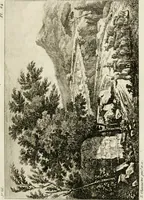 An illustration from Annales du musée et de l'école moderne des beaux-arts : recueil de gravures au trait, d'après les principaux ouvrages de peinture, sculpture, ou projets d'architecture, qui, chaque année, ont remporté le prix, soit aux écoles spéciales, soit aux concours nationaux : les productions des artistes en tous genres, qui, aux différentes expositions, ont été citées avec éloges : les morceaux les plus estimés ou inédits de la galerie de peinture : la suite complète de celle des antiques : édifices anciens et modernes, etc. (1800)