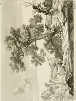 An illustration from Annales du musée et de l'école moderne des beaux-arts : recueil de gravures au trait, d'après les principaux ouvrages de peinture, sculpture, ou projets d'architecture, qui, chaque année, ont remporté le prix, soit aux écoles spéciales, soit aux concours nationaux : les productions des artistes en tous genres, qui, aux différentes expositions, ont été citées avec éloges : les morceaux les plus estimés ou inédits de la galerie de peinture : la suite complète de celle des antiques : édifices anciens et modernes, etc. (1800)