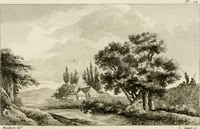 An illustration from Annales du musée et de l'école moderne des beaux-arts : recueil de gravures au trait, d'après les principaux ouvrages de peinture, sculpture, ou projets d'architecture, qui, chaque année, ont remporté le prix, soit aux écoles spéciales, soit aux concours nationaux : les productions des artistes en tous genres, qui, aux différentes expositions, ont été citées avec éloges : les morceaux les plus estimés ou inédits de la galerie de peinture : la suite complète de celle des antiques : édifices anciens et modernes, etc. (1800)