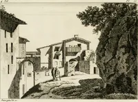 An illustration from Annales du musée et de l'école moderne des beaux-arts : recueil de gravures au trait, d'après les principaux ouvrages de peinture, sculpture, ou projets d'architecture, qui, chaque année, ont remporté le prix, soit aux écoles spéciales, soit aux concours nationaux : les productions des artistes en tous genres, qui, aux différentes expositions, ont été citées avec éloges : les morceaux les plus estimés ou inédits de la galerie de peinture : la suite complète de celle des antiques : édifices anciens et modernes, etc. (1800)