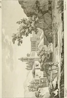 An illustration from Annales du musée et de l'école moderne des beaux-arts : recueil de gravures au trait, d'après les principaux ouvrages de peinture, sculpture, ou projets d'architecture, qui, chaque année, ont remporté le prix, soit aux écoles spéciales, soit aux concours nationaux : les productions des artistes en tous genres, qui, aux différentes expositions, ont été citées avec éloges : les morceaux les plus estimés ou inédits de la galerie de peinture : la suite complète de celle des antiques : édifices anciens et modernes, etc. (1800)