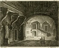 An illustration from Annales du musée et de l'école moderne des beaux-arts : recueil de gravures au trait, d'après les principaux ouvrages de peinture, sculpture, ou projets d'architecture, qui, chaque année, ont remporté le prix, soit aux écoles spéciales, soit aux concours nationaux : les productions des artistes en tous genres, qui, aux différentes expositions, ont été citées avec éloges : les morceaux les plus estimés ou inédits de la galerie de peinture : la suite complète de celle des antiques : édifices anciens et modernes, etc. (1800)