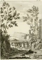 An illustration from Annales du musée et de l'école moderne des beaux-arts : recueil de gravures au trait, d'après les principaux ouvrages de peinture, sculpture, ou projets d'architecture, qui, chaque année, ont remporté le prix, soit aux écoles spéciales, soit aux concours nationaux : les productions des artistes en tous genres, qui, aux différentes expositions, ont été citées avec éloges : les morceaux les plus estimés ou inédits de la galerie de peinture : la suite complète de celle des antiques : édifices anciens et modernes, etc. (1800)