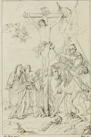 An illustration from Annales du musée et de l'école moderne des beaux-arts : recueil de gravures au trait, d'après les principaux ouvrages de peinture, sculpture, ou projets d'architecture, qui, chaque année, ont remporté le prix, soit aux écoles spéciales, soit aux concours nationaux : les productions des artistes en tous genres, qui, aux différentes expositions, ont été citées avec éloges : les morceaux les plus estimés ou inédits de la galerie de peinture : la suite complète de celle des antiques : édifices anciens et modernes, etc. (1800)