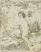 An illustration from Annales du musée et de l'école moderne des beaux-arts : recueil de gravures au trait, d'après les principaux ouvrages de peinture, sculpture, ou projets d'architecture, qui, chaque année, ont remporté le prix, soit aux écoles spéciales, soit aux concours nationaux : les productions des artistes en tous genres, qui, aux différentes expositions, ont été citées avec éloges : les morceaux les plus estimés ou inédits de la galerie de peinture : la suite complète de celle des antiques : édifices anciens et modernes, etc. (1800)