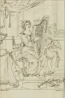 An illustration from Annales du musée et de l'école moderne des beaux-arts : recueil de gravures au trait, d'après les principaux ouvrages de peinture, sculpture, ou projets d'architecture, qui, chaque année, ont remporté le prix, soit aux écoles spéciales, soit aux concours nationaux : les productions des artistes en tous genres, qui, aux différentes expositions, ont été citées avec éloges : les morceaux les plus estimés ou inédits de la galerie de peinture : la suite complète de celle des antiques : édifices anciens et modernes, etc. (1800)