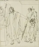 An illustration from Annales du musée et de l'école moderne des beaux-arts : recueil de gravures au trait, d'après les principaux ouvrages de peinture, sculpture, ou projets d'architecture, qui, chaque année, ont remporté le prix, soit aux écoles spéciales, soit aux concours nationaux : les productions des artistes en tous genres, qui, aux différentes expositions, ont été citées avec éloges : les morceaux les plus estimés ou inédits de la galerie de peinture : la suite complète de celle des antiques : édifices anciens et modernes, etc. (1800)
