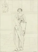 An illustration from Annales du musée et de l'école moderne des beaux-arts : recueil de gravures au trait, d'après les principaux ouvrages de peinture, sculpture, ou projets d'architecture, qui, chaque année, ont remporté le prix, soit aux écoles spéciales, soit aux concours nationaux : les productions des artistes en tous genres, qui, aux différentes expositions, ont été citées avec éloges : les morceaux les plus estimés ou inédits de la galerie de peinture : la suite complète de celle des antiques : édifices anciens et modernes, etc. (1800)