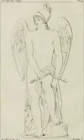 An illustration from Annales du musée et de l'école moderne des beaux-arts : recueil de gravures au trait, d'après les principaux ouvrages de peinture, sculpture, ou projets d'architecture, qui, chaque année, ont remporté le prix, soit aux écoles spéciales, soit aux concours nationaux : les productions des artistes en tous genres, qui, aux différentes expositions, ont été citées avec éloges : les morceaux les plus estimés ou inédits de la galerie de peinture : la suite complète de celle des antiques : édifices anciens et modernes, etc. (1800)
