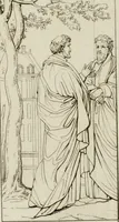 An illustration from Annales du musée et de l'école moderne des beaux-arts : recueil de gravures au trait, d'après les principaux ouvrages de peinture, sculpture, ou projets d'architecture, qui, chaque année, ont remporté le prix, soit aux écoles spéciales, soit aux concours nationaux : les productions des artistes en tous genres, qui, aux différentes expositions, ont été citées avec éloges : les morceaux les plus estimés ou inédits de la galerie de peinture : la suite complète de celle des antiques : édifices anciens et modernes, etc. (1800)