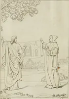 An illustration from Annales du musée et de l'école moderne des beaux-arts : recueil de gravures au trait, d'après les principaux ouvrages de peinture, sculpture, ou projets d'architecture, qui, chaque année, ont remporté le prix, soit aux écoles spéciales, soit aux concours nationaux : les productions des artistes en tous genres, qui, aux différentes expositions, ont été citées avec éloges : les morceaux les plus estimés ou inédits de la galerie de peinture : la suite complète de celle des antiques : édifices anciens et modernes, etc. (1800)