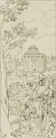 An illustration from Annales du musée et de l'école moderne des beaux-arts : recueil de gravures au trait, d'après les principaux ouvrages de peinture, sculpture, ou projets d'architecture, qui, chaque année, ont remporté le prix, soit aux écoles spéciales, soit aux concours nationaux : les productions des artistes en tous genres, qui, aux différentes expositions, ont été citées avec éloges : les morceaux les plus estimés ou inédits de la galerie de peinture : la suite complète de celle des antiques : édifices anciens et modernes, etc. (1800)