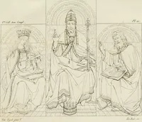 An illustration from Annales du musée et de l'école moderne des beaux-arts : recueil de gravures au trait, d'après les principaux ouvrages de peinture, sculpture, ou projets d'architecture, qui, chaque année, ont remporté le prix, soit aux écoles spéciales, soit aux concours nationaux : les productions des artistes en tous genres, qui, aux différentes expositions, ont été citées avec éloges : les morceaux les plus estimés ou inédits de la galerie de peinture : la suite complète de celle des antiques : édifices anciens et modernes, etc. (1800)