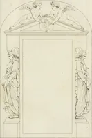 An illustration from Annales du musée et de l'école moderne des beaux-arts : recueil de gravures au trait, d'après les principaux ouvrages de peinture, sculpture, ou projets d'architecture, qui, chaque année, ont remporté le prix, soit aux écoles spéciales, soit aux concours nationaux : les productions des artistes en tous genres, qui, aux différentes expositions, ont été citées avec éloges : les morceaux les plus estimés ou inédits de la galerie de peinture : la suite complète de celle des antiques : édifices anciens et modernes, etc. (1800)