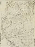 Picture 22 of 71 from Annales du musée et de l'école moderne des beaux-arts : recueil de gravures au trait, d'après les principaux ouvrages de peinture, sculpture, ou projets d'architecture, qui, chaque année, ont remporté le prix, soit aux écoles spéciales, soit aux concours nationaux : les productions des artistes en tous genres, qui, aux différentes expositions, ont été citées avec éloges : les morceaux les plus estimés ou inédits de la galerie de peinture : la suite complète de celle des antiques : édifices anciens et modernes, etc. (1800), leaf 101