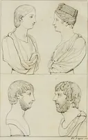An illustration from Annales du musée et de l'école moderne des beaux-arts : recueil de gravures au trait, d'après les principaux ouvrages de peinture, sculpture, ou projets d'architecture, qui, chaque année, ont remporté le prix, soit aux écoles spéciales, soit aux concours nationaux : les productions des artistes en tous genres, qui, aux différentes expositions, ont été citées avec éloges : les morceaux les plus estimés ou inédits de la galerie de peinture : la suite complète de celle des antiques : édifices anciens et modernes, etc. (1800)