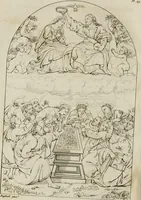 An illustration from Annales du musée et de l'école moderne des beaux-arts : recueil de gravures au trait, d'après les principaux ouvrages de peinture, sculpture, ou projets d'architecture, qui, chaque année, ont remporté le prix, soit aux écoles spéciales, soit aux concours nationaux : les productions des artistes en tous genres, qui, aux différentes expositions, ont été citées avec éloges : les morceaux les plus estimés ou inédits de la galerie de peinture : la suite complète de celle des antiques : édifices anciens et modernes, etc. (1800)