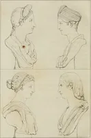 An illustration from Annales du musée et de l'école moderne des beaux-arts : recueil de gravures au trait, d'après les principaux ouvrages de peinture, sculpture, ou projets d'architecture, qui, chaque année, ont remporté le prix, soit aux écoles spéciales, soit aux concours nationaux : les productions des artistes en tous genres, qui, aux différentes expositions, ont été citées avec éloges : les morceaux les plus estimés ou inédits de la galerie de peinture : la suite complète de celle des antiques : édifices anciens et modernes, etc. (1800)
