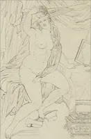 An illustration from Annales du musée et de l'école moderne des beaux-arts : recueil de gravures au trait, d'après les principaux ouvrages de peinture, sculpture, ou projets d'architecture, qui, chaque année, ont remporté le prix, soit aux écoles spéciales, soit aux concours nationaux : les productions des artistes en tous genres, qui, aux différentes expositions, ont été citées avec éloges : les morceaux les plus estimés ou inédits de la galerie de peinture : la suite complète de celle des antiques : édifices anciens et modernes, etc. (1800)