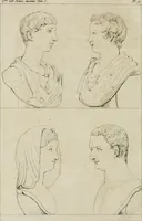 An illustration from Annales du musée et de l'école moderne des beaux-arts : recueil de gravures au trait, d'après les principaux ouvrages de peinture, sculpture, ou projets d'architecture, qui, chaque année, ont remporté le prix, soit aux écoles spéciales, soit aux concours nationaux : les productions des artistes en tous genres, qui, aux différentes expositions, ont été citées avec éloges : les morceaux les plus estimés ou inédits de la galerie de peinture : la suite complète de celle des antiques : édifices anciens et modernes, etc. (1800)