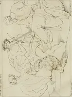 An illustration from Annales du musée et de l'école moderne des beaux-arts : recueil de gravures au trait, d'après les principaux ouvrages de peinture, sculpture, ou projets d'architecture, qui, chaque année, ont remporté le prix, soit aux écoles spéciales, soit aux concours nationaux : les productions des artistes en tous genres, qui, aux différentes expositions, ont été citées avec éloges : les morceaux les plus estimés ou inédits de la galerie de peinture : la suite complète de celle des antiques : édifices anciens et modernes, etc. (1800)