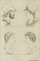 An illustration from Annales du musée et de l'école moderne des beaux-arts : recueil de gravures au trait, d'après les principaux ouvrages de peinture, sculpture, ou projets d'architecture, qui, chaque année, ont remporté le prix, soit aux écoles spéciales, soit aux concours nationaux : les productions des artistes en tous genres, qui, aux différentes expositions, ont été citées avec éloges : les morceaux les plus estimés ou inédits de la galerie de peinture : la suite complète de celle des antiques : édifices anciens et modernes, etc. (1800)