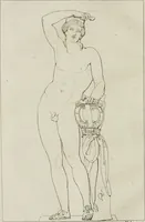 An illustration from Annales du musée et de l'école moderne des beaux-arts : recueil de gravures au trait, d'après les principaux ouvrages de peinture, sculpture, ou projets d'architecture, qui, chaque année, ont remporté le prix, soit aux écoles spéciales, soit aux concours nationaux : les productions des artistes en tous genres, qui, aux différentes expositions, ont été citées avec éloges : les morceaux les plus estimés ou inédits de la galerie de peinture : la suite complète de celle des antiques : édifices anciens et modernes, etc. (1800)