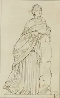 An illustration from Annales du musée et de l'école moderne des beaux-arts : recueil de gravures au trait, d'après les principaux ouvrages de peinture, sculpture, ou projets d'architecture, qui, chaque année, ont remporté le prix, soit aux écoles spéciales, soit aux concours nationaux : les productions des artistes en tous genres, qui, aux différentes expositions, ont été citées avec éloges : les morceaux les plus estimés ou inédits de la galerie de peinture : la suite complète de celle des antiques : édifices anciens et modernes, etc. (1800)