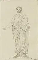 An illustration from Annales du musée et de l'école moderne des beaux-arts : recueil de gravures au trait, d'après les principaux ouvrages de peinture, sculpture, ou projets d'architecture, qui, chaque année, ont remporté le prix, soit aux écoles spéciales, soit aux concours nationaux : les productions des artistes en tous genres, qui, aux différentes expositions, ont été citées avec éloges : les morceaux les plus estimés ou inédits de la galerie de peinture : la suite complète de celle des antiques : édifices anciens et modernes, etc. (1800)