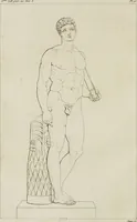 An illustration from Annales du musée et de l'école moderne des beaux-arts : recueil de gravures au trait, d'après les principaux ouvrages de peinture, sculpture, ou projets d'architecture, qui, chaque année, ont remporté le prix, soit aux écoles spéciales, soit aux concours nationaux : les productions des artistes en tous genres, qui, aux différentes expositions, ont été citées avec éloges : les morceaux les plus estimés ou inédits de la galerie de peinture : la suite complète de celle des antiques : édifices anciens et modernes, etc. (1800)