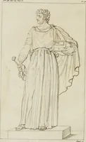 An illustration from Annales du musée et de l'école moderne des beaux-arts : recueil de gravures au trait, d'après les principaux ouvrages de peinture, sculpture, ou projets d'architecture, qui, chaque année, ont remporté le prix, soit aux écoles spéciales, soit aux concours nationaux : les productions des artistes en tous genres, qui, aux différentes expositions, ont été citées avec éloges : les morceaux les plus estimés ou inédits de la galerie de peinture : la suite complète de celle des antiques : édifices anciens et modernes, etc. (1800)
