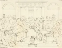 Picture 56 of 73 from Annales du musée et de l'école moderne des beaux-arts : recueil de gravures au trait, d'après les principaux ouvrages de peinture, sculpture, ou projets d'architecture, qui, chaque année, ont remporté le prix, soit aux écoles spéciales, soit aux concours nationaux : les productions des artistes en tous genres, qui, aux différentes expositions, ont été citées avec éloges : les morceaux les plus estimés ou inédits de la galerie de peinture : la suite complète de celle des antiques : édifices anciens et modernes, etc. (1800), leaf 218