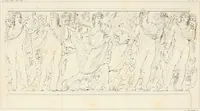 An illustration from Annales du musée et de l'école moderne des beaux-arts : recueil de gravures au trait, d'après les principaux ouvrages de peinture, sculpture, ou projets d'architecture, qui, chaque année, ont remporté le prix, soit aux écoles spéciales, soit aux concours nationaux : les productions des artistes en tous genres, qui, aux différentes expositions, ont été citées avec éloges : les morceaux les plus estimés ou inédits de la galerie de peinture : la suite complète de celle des antiques : édifices anciens et modernes, etc. (1800)