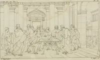 An illustration from Annales du musée et de l'école moderne des beaux-arts : recueil de gravures au trait, d'après les principaux ouvrages de peinture, sculpture, ou projets d'architecture, qui, chaque année, ont remporté le prix, soit aux écoles spéciales, soit aux concours nationaux : les productions des artistes en tous genres, qui, aux différentes expositions, ont été citées avec éloges : les morceaux les plus estimés ou inédits de la galerie de peinture : la suite complète de celle des antiques : édifices anciens et modernes, etc. (1800)