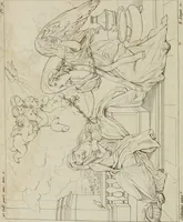 An illustration from Annales du musée et de l'école moderne des beaux-arts : recueil de gravures au trait, d'après les principaux ouvrages de peinture, sculpture, ou projets d'architecture, qui, chaque année, ont remporté le prix, soit aux écoles spéciales, soit aux concours nationaux : les productions des artistes en tous genres, qui, aux différentes expositions, ont été citées avec éloges : les morceaux les plus estimés ou inédits de la galerie de peinture : la suite complète de celle des antiques : édifices anciens et modernes, etc. (1800)