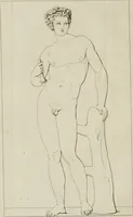 An illustration from Annales du musée et de l'école moderne des beaux-arts : recueil de gravures au trait, d'après les principaux ouvrages de peinture, sculpture, ou projets d'architecture, qui, chaque année, ont remporté le prix, soit aux écoles spéciales, soit aux concours nationaux : les productions des artistes en tous genres, qui, aux différentes expositions, ont été citées avec éloges : les morceaux les plus estimés ou inédits de la galerie de peinture : la suite complète de celle des antiques : édifices anciens et modernes, etc. (1800)