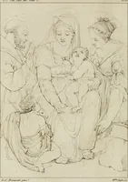 An illustration from Annales du musée et de l'école moderne des beaux-arts : recueil de gravures au trait, d'après les principaux ouvrages de peinture, sculpture, ou projets d'architecture, qui, chaque année, ont remporté le prix, soit aux écoles spéciales, soit aux concours nationaux : les productions des artistes en tous genres, qui, aux différentes expositions, ont été citées avec éloges : les morceaux les plus estimés ou inédits de la galerie de peinture : la suite complète de celle des antiques : édifices anciens et modernes, etc. (1800)