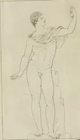 An illustration from Annales du musée et de l'école moderne des beaux-arts : recueil de gravures au trait, d'après les principaux ouvrages de peinture, sculpture, ou projets d'architecture, qui, chaque année, ont remporté le prix, soit aux écoles spéciales, soit aux concours nationaux : les productions des artistes en tous genres, qui, aux différentes expositions, ont été citées avec éloges : les morceaux les plus estimés ou inédits de la galerie de peinture : la suite complète de celle des antiques : édifices anciens et modernes, etc. (1800)
