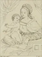 Picture 26 of 92 from Annales du musée et de l'école moderne des beaux-arts : recueil de gravures au trait, d'après les principaux ouvrages de peinture, sculpture, ou projets d'architecture, qui, chaque année, ont remporté le prix, soit aux écoles spéciales, soit aux concours nationaux : les productions des artistes en tous genres, qui, aux différentes expositions, ont été citées avec éloges : les morceaux les plus estimés ou inédits de la galerie de peinture : la suite complète de celle des antiques : édifices anciens et modernes, etc. (1800), leaf 111