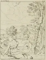 Picture 28 of 92 from Annales du musée et de l'école moderne des beaux-arts : recueil de gravures au trait, d'après les principaux ouvrages de peinture, sculpture, ou projets d'architecture, qui, chaque année, ont remporté le prix, soit aux écoles spéciales, soit aux concours nationaux : les productions des artistes en tous genres, qui, aux différentes expositions, ont été citées avec éloges : les morceaux les plus estimés ou inédits de la galerie de peinture : la suite complète de celle des antiques : édifices anciens et modernes, etc. (1800), leaf 119