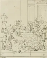 Picture 44 of 92 from Annales du musée et de l'école moderne des beaux-arts : recueil de gravures au trait, d'après les principaux ouvrages de peinture, sculpture, ou projets d'architecture, qui, chaque année, ont remporté le prix, soit aux écoles spéciales, soit aux concours nationaux : les productions des artistes en tous genres, qui, aux différentes expositions, ont été citées avec éloges : les morceaux les plus estimés ou inédits de la galerie de peinture : la suite complète de celle des antiques : édifices anciens et modernes, etc. (1800), leaf 183