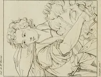 Picture 56 of 92 from Annales du musée et de l'école moderne des beaux-arts : recueil de gravures au trait, d'après les principaux ouvrages de peinture, sculpture, ou projets d'architecture, qui, chaque année, ont remporté le prix, soit aux écoles spéciales, soit aux concours nationaux : les productions des artistes en tous genres, qui, aux différentes expositions, ont été citées avec éloges : les morceaux les plus estimés ou inédits de la galerie de peinture : la suite complète de celle des antiques : édifices anciens et modernes, etc. (1800), leaf 215