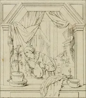Picture 63 of 92 from Annales du musée et de l'école moderne des beaux-arts : recueil de gravures au trait, d'après les principaux ouvrages de peinture, sculpture, ou projets d'architecture, qui, chaque année, ont remporté le prix, soit aux écoles spéciales, soit aux concours nationaux : les productions des artistes en tous genres, qui, aux différentes expositions, ont été citées avec éloges : les morceaux les plus estimés ou inédits de la galerie de peinture : la suite complète de celle des antiques : édifices anciens et modernes, etc. (1800), leaf 235